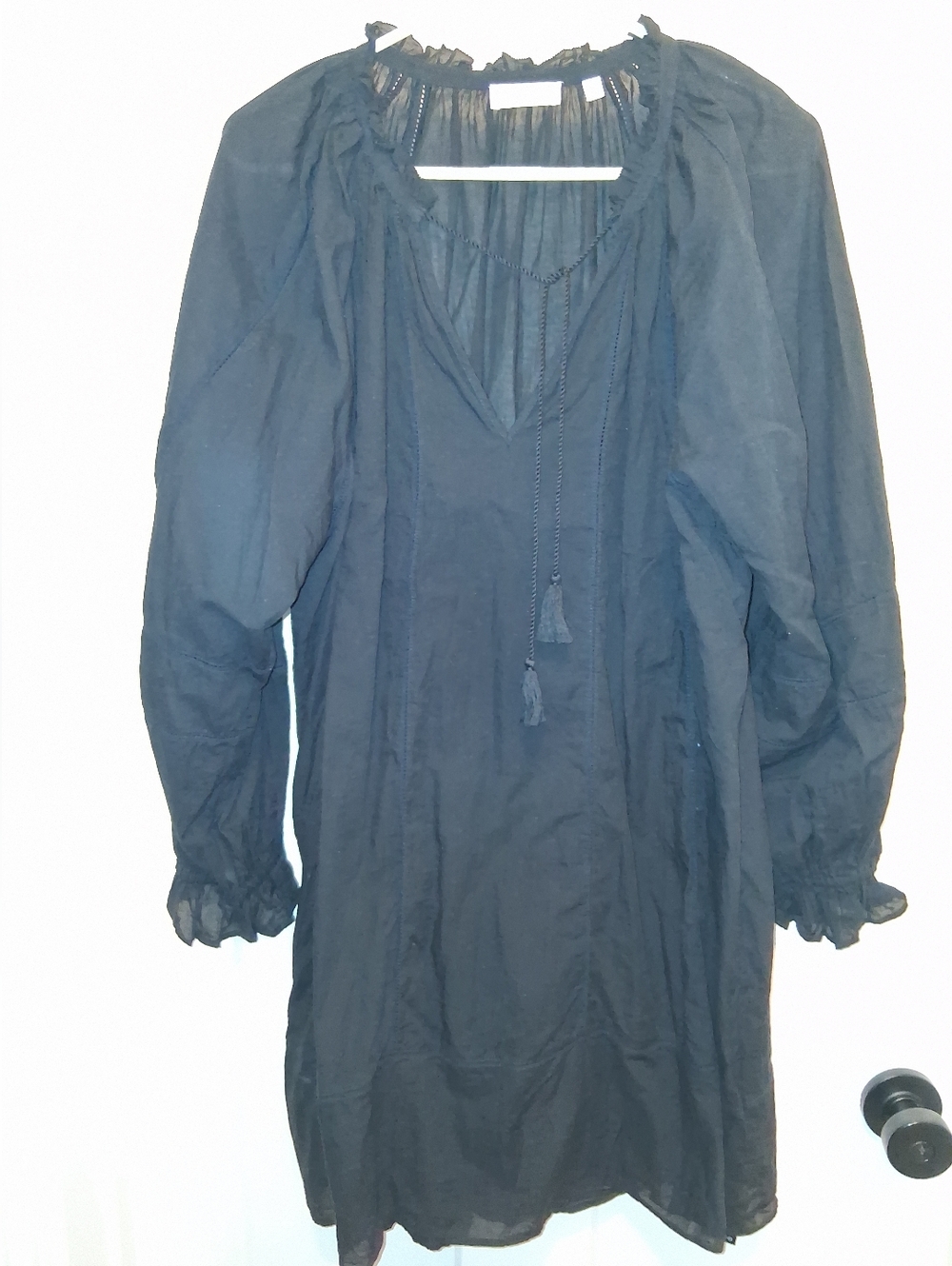 Women's Black Long-Sleeve Peasant Cover-up Size XL